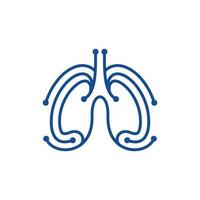 Human Lungs Technology Line Modern Simple Creative Logo vector