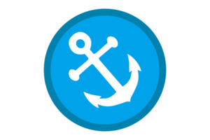 Blue Navy Anchor Logo icon With Transparent Background png