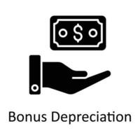 Bonus Depreciation vector  Solid Icon Design illustration. Taxes Symbol on White background EPS 10 File