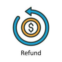 Refund vector  Fill  outline Icon Design illustration. Taxes Symbol on White background EPS 10 File