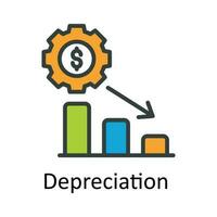 depreciación vector llenar contorno icono diseño ilustración. impuestos símbolo en blanco antecedentes eps 10 archivo