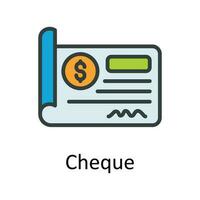 Cheque vector  Fill  outline Icon Design illustration. Taxes Symbol on White background EPS 10 File