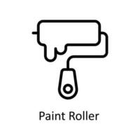 Paint Roller  vector   outline Icon Design illustration. Work in progress Symbol on White background EPS 10 File