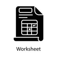 Worksheet vector  Solid Icon Design illustration. Time Management Symbol on White background EPS 10 File