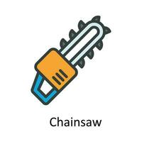 Chainsaw vector  Fill  outline Icon Design illustration. Agriculture  Symbol on White background EPS 10 File