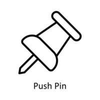 Push Pin vector  outline Icon Design illustration. Time Management Symbol on White background EPS 10 File