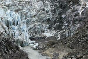 melting of ice in franz josef glacier south land new zealand photo
