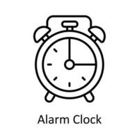 alarma reloj vector contorno icono diseño ilustración. hora administración símbolo en blanco antecedentes eps 10 archivo