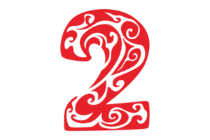 Red 2 Number Ornament On Transparent Background png