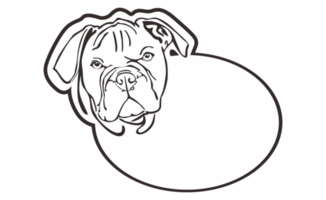 Zimmer Tür Typenschild mit süß Bulldogge Linie Kunst Thema mit transparent Hintergrund png