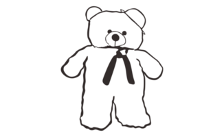 Cute Teddy Bear Line Art on a transparent background png