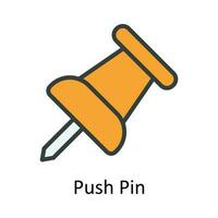 Push Pin vector Fill outline Icon Design illustration. Time Management Symbol on White background EPS 10 File