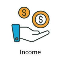 ingresos vector llenar contorno icono diseño ilustración. impuestos símbolo en blanco antecedentes eps 10 archivo