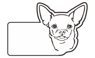 pièce porte plaque signalétique avec mignonne chihuahua chien ligne art thème avec transparent Contexte png