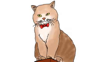 Digital Illustration von süß Katze mit ein Bogen Krawatte mit transparent Hintergrund png