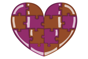 Brown and Purple Valentine Love Puzzle With Transparent Background png
