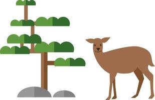 Vector illustration of a deer and a tree on a white background.