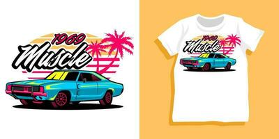 Beach summer car tshirt design vector