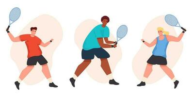 Flat tennis player collection vector