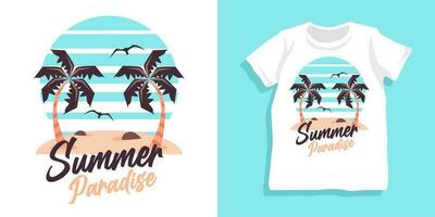 verano paraíso camiseta diseño vector