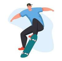 joven personas con patinar truco vector