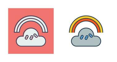 Cloudy with Rainbow Vector Icon