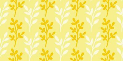 Seamless pattern with white and yellow leaves on yellow background vector illustration