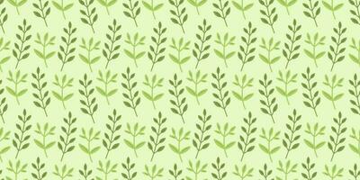 Seamless pattern with green leaves on green background vector illustration