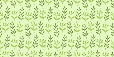 Seamless pattern with green leaves on green background vector illustration