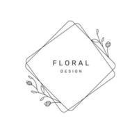 Hand drawn floral geometric frame. - Vector. vector