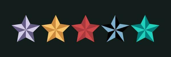 Colorful Five stars used in quality rating icons, symbols. Vector illustration