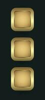 Groups of Three rectangle blank, button, banner, user interface in gold and premium for website UX,UI  vector concepts design