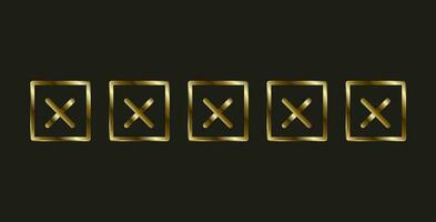 Set of five unselection symbols, marks concepts vector designs, with luxury frame vector Sign