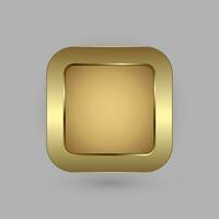 Golden rectangle blank button for website UI or app UX vector design in illustration