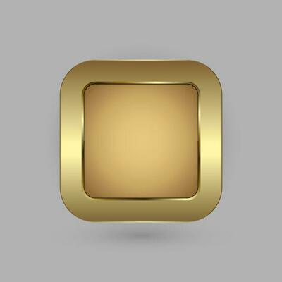 Golden rectangle blank button for website UI or app UX vector design in illustration