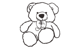 Cute Teddy Bear Line Art on a transparent background png