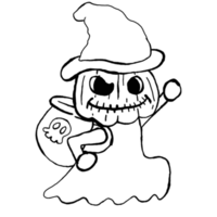 Pumpkin Head Witch Cartoon Bring the Witch's Pot On Transparent Background png