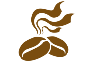 Hot Coffee Bean Logo On Transparent Background png