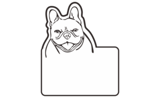 Room Door Nameplate With Cute Bulldog Line Art Theme With Transparent Background png