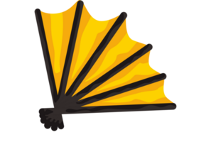 yellow hand-held fan on transparent background png