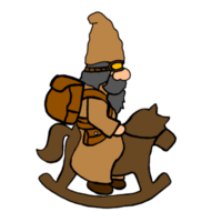 mignonne gnome dessin animé équitation cheval jouet avec transparent Contexte png