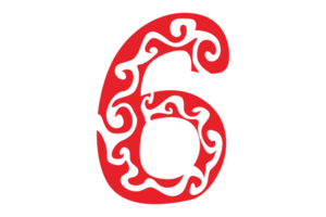 Red 6 Number Ornament On Transparent Background png