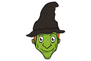 halloween tekenfilm karakter hoofd sticker - heks Aan transparant achtergrond png