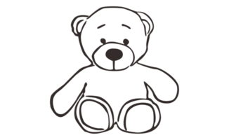 Cute Teddy Bear Line Art on a transparent background png