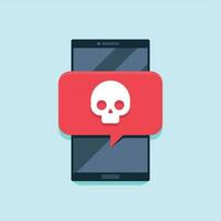 Virus notification on smartphone screen. Alert message, spam attack or malware notifications. Smartphones viruses vector concept