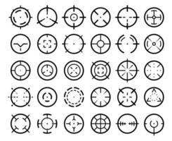 Sniper aim pointer. Weapon targeting pointers, aiming mark and aims target sight vector symbols set