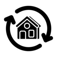 A solid design icon of home exchange vector