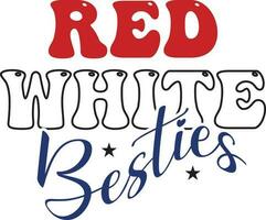 Red white besties 4th of July cute svg vector