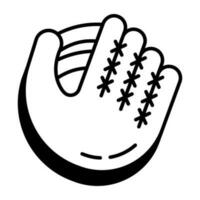 A hand covering icon, linear design of baseball glove vector