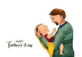 Beautiful happy father's day with dad and children card design vector